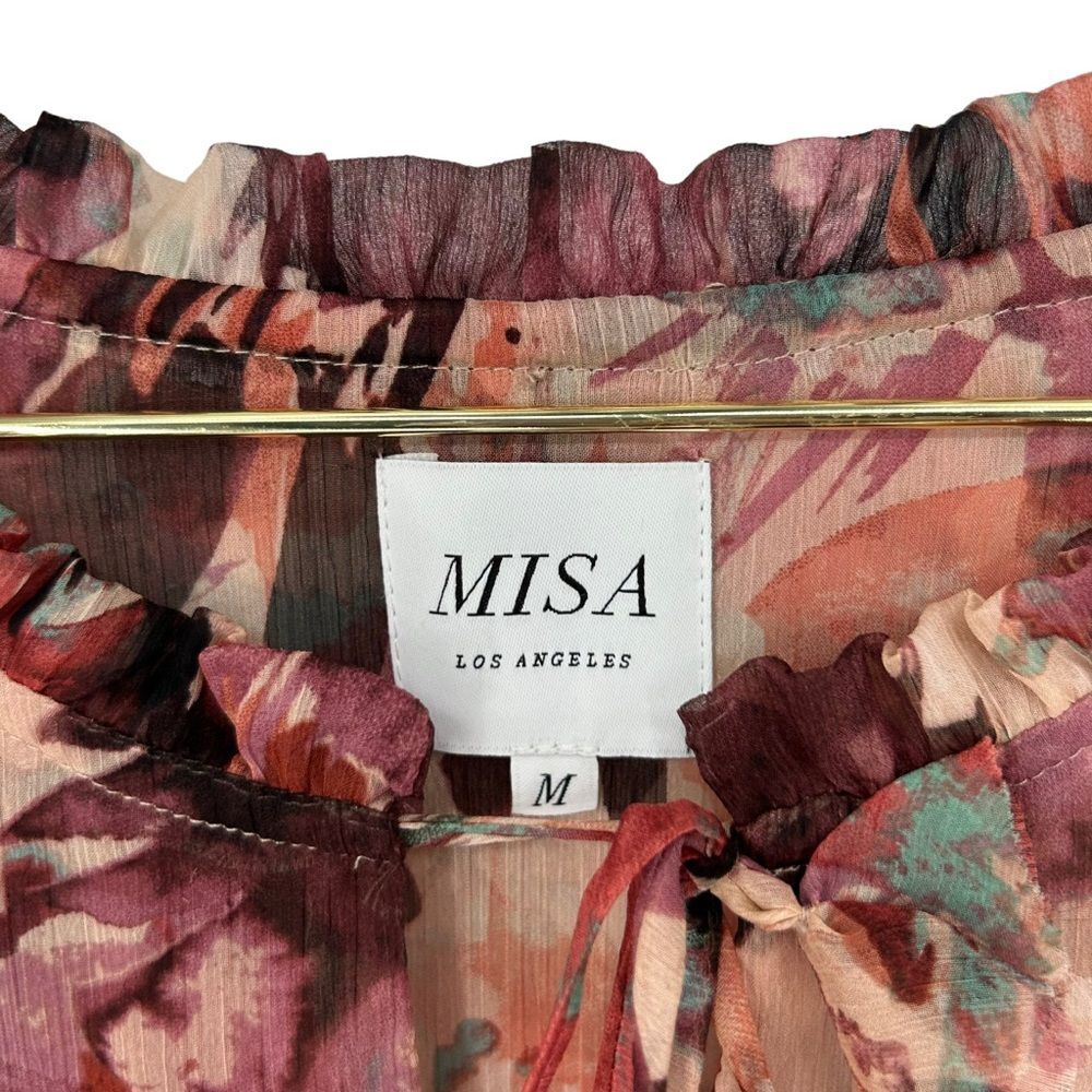 MISA Los Angeles Ruffle Trim Chiffon Floral Maxi Dress M Romantic Party Cocktail - Picture 8 of 8